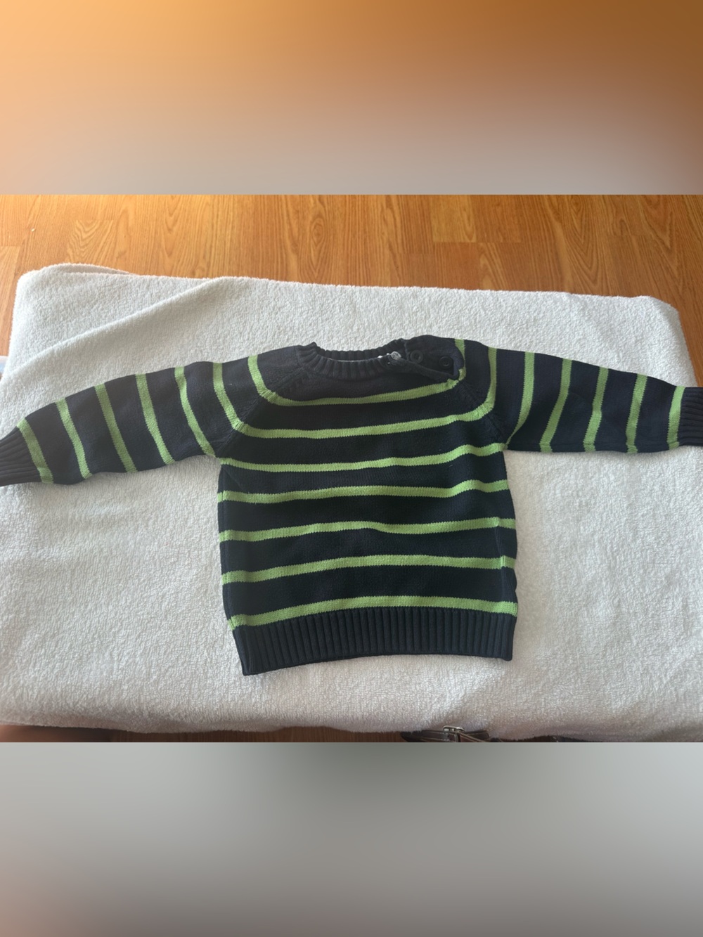 Zara Black Sweater with Green Stripes